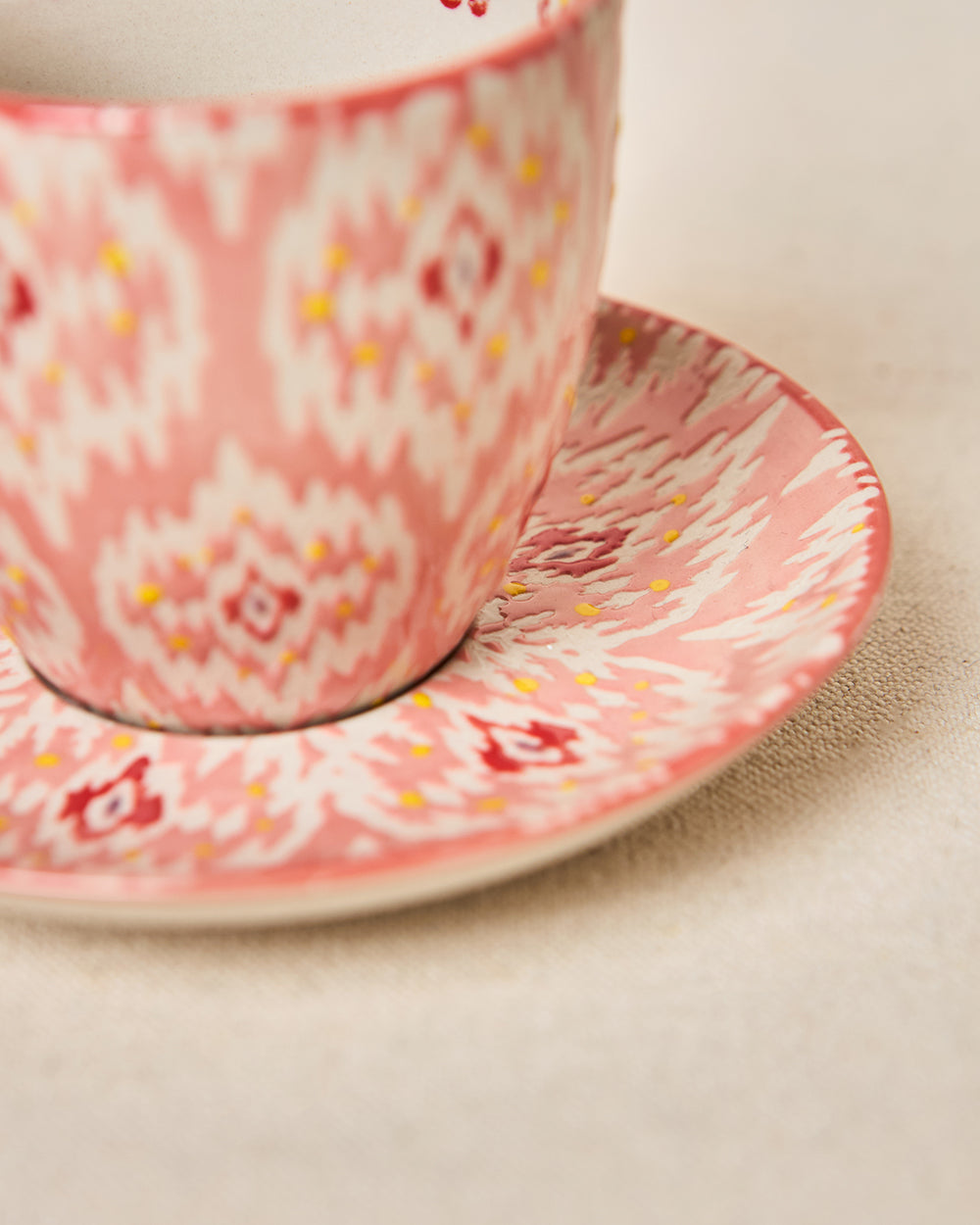 Ikat Fusion Cup & Saucer Set - Red, 100ml