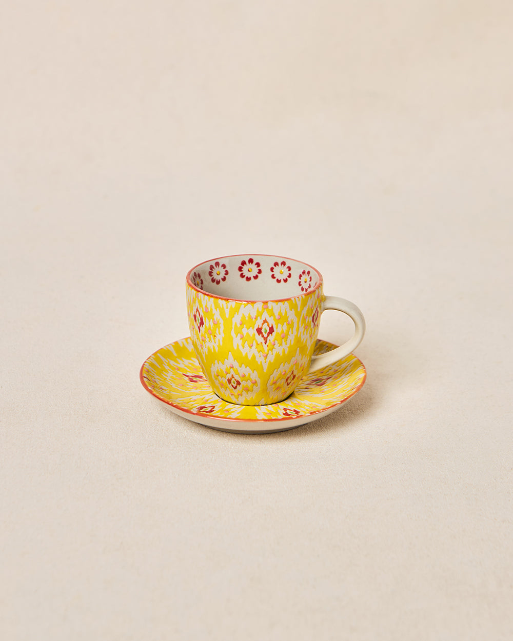 Ikat Fusion Cup & Saucer Set - Yellow, 100ml