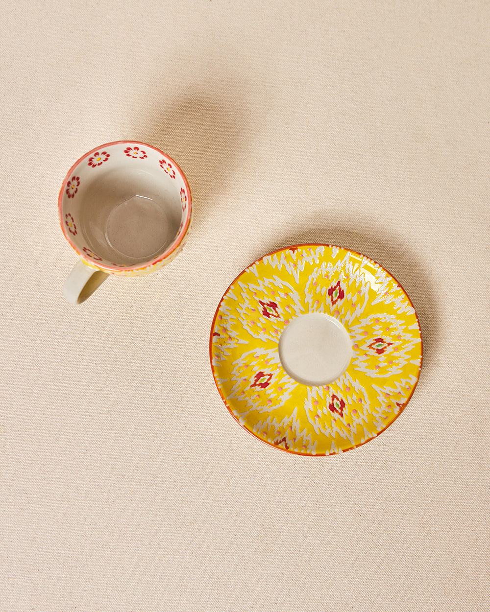 Ikat Fusion Cup & Saucer Set - Yellow, 100ml