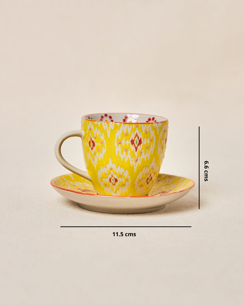 Ikat Fusion Cup & Saucer Set - Yellow, 100ml