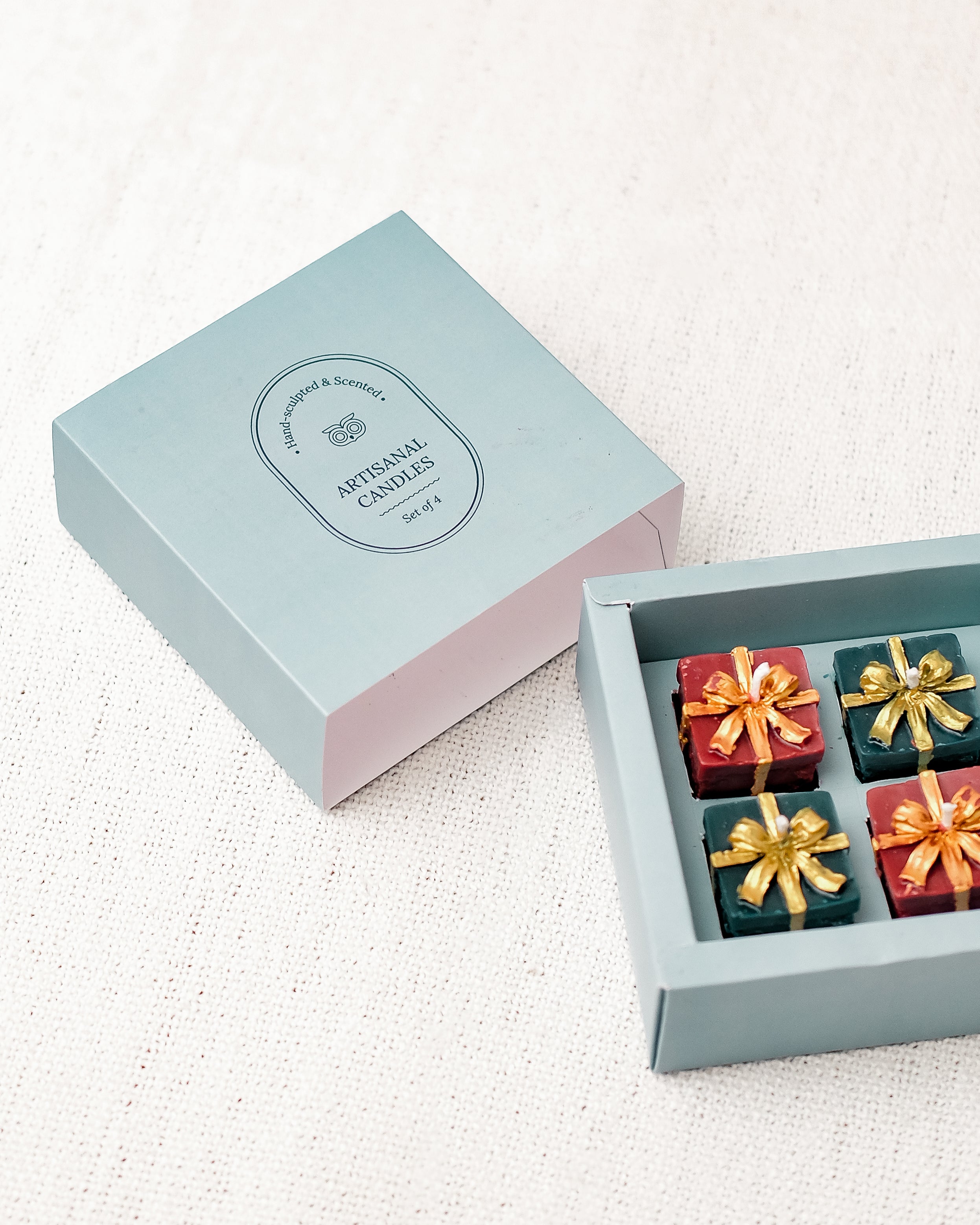 Holiday Glow Gift Shaped Candles | Set of 2