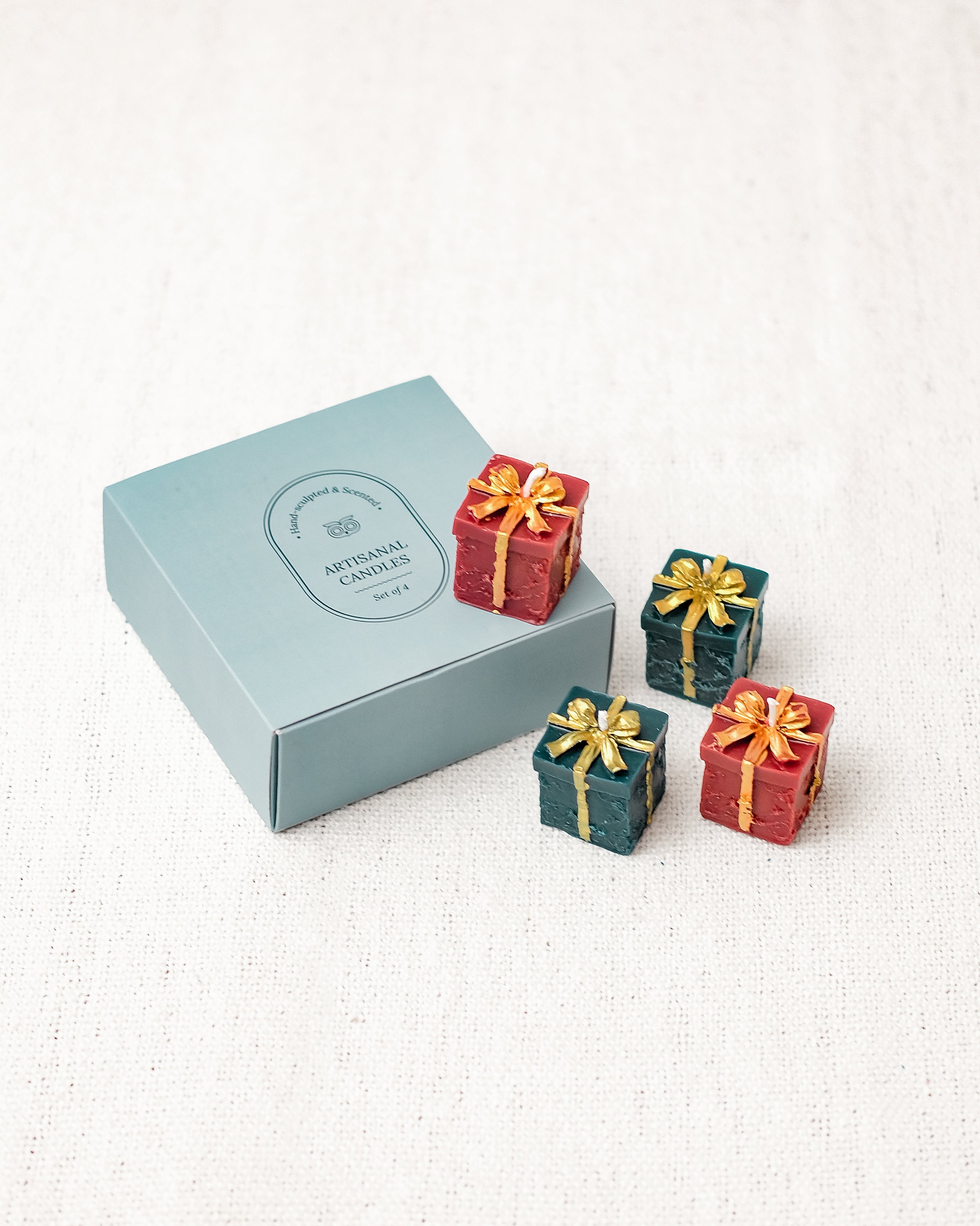 Holiday Glow Gift Shaped Candles | Set of 2