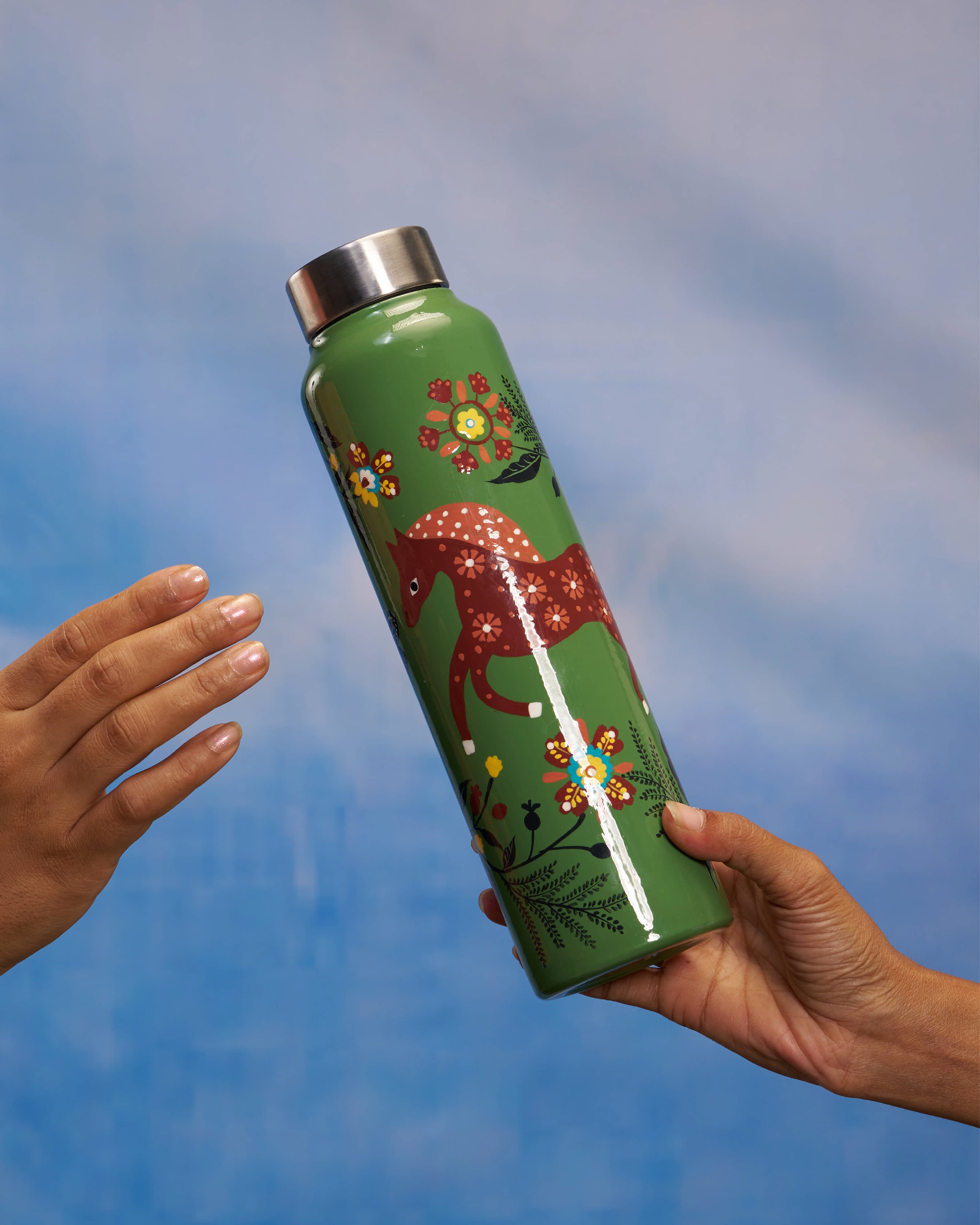 The Knight Steel Sipper - 900 ml, Handpainted | Forest Folklore