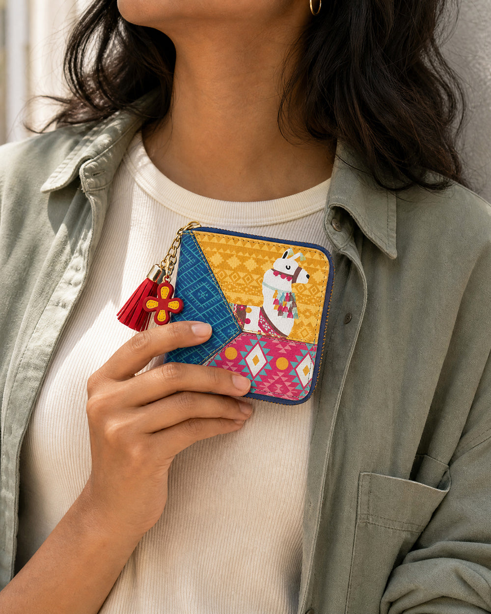 Boho Llama Aztec Wallet ' Mini