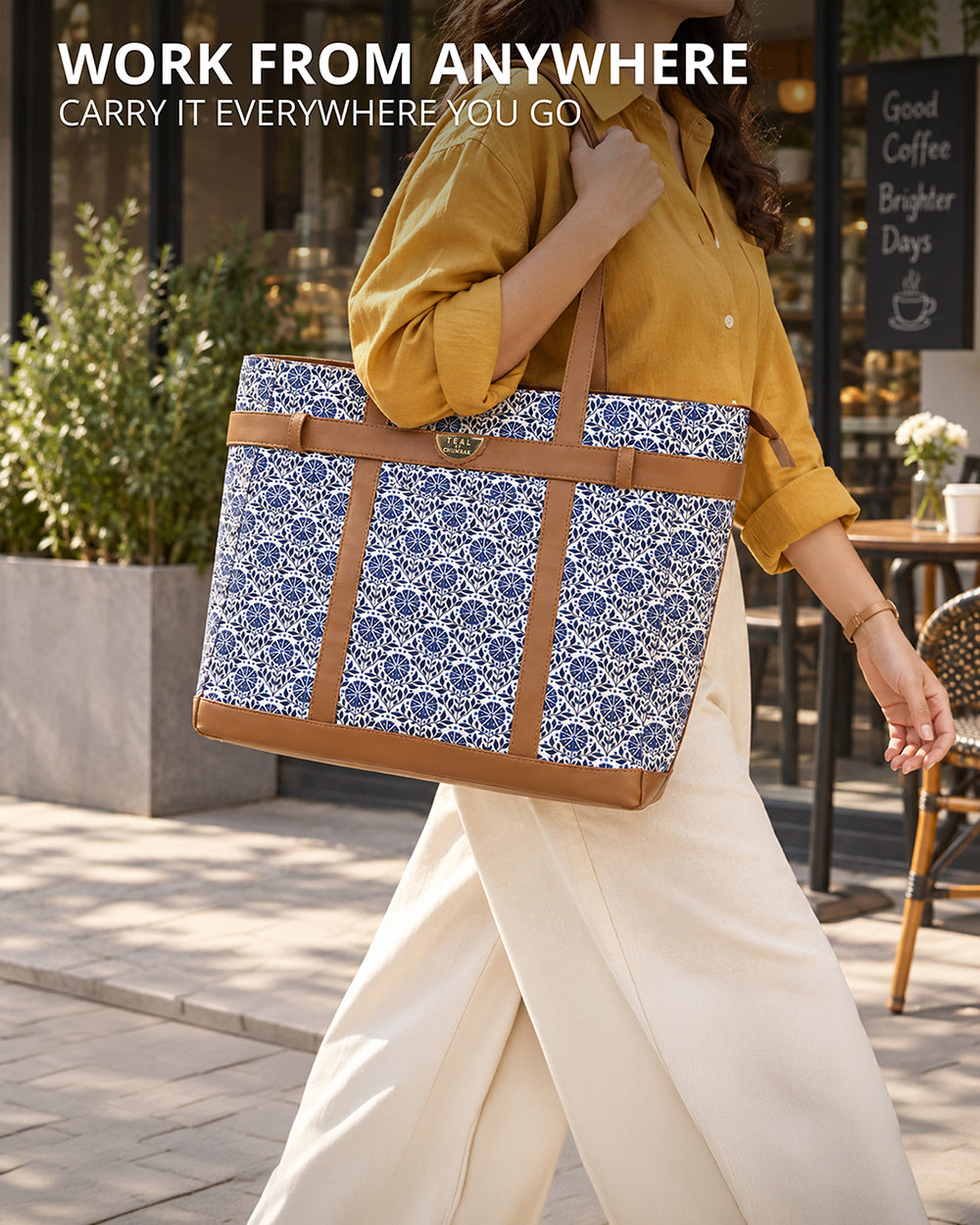 Teal by Chumbak Indigo Phool Jaal Laptop Tote