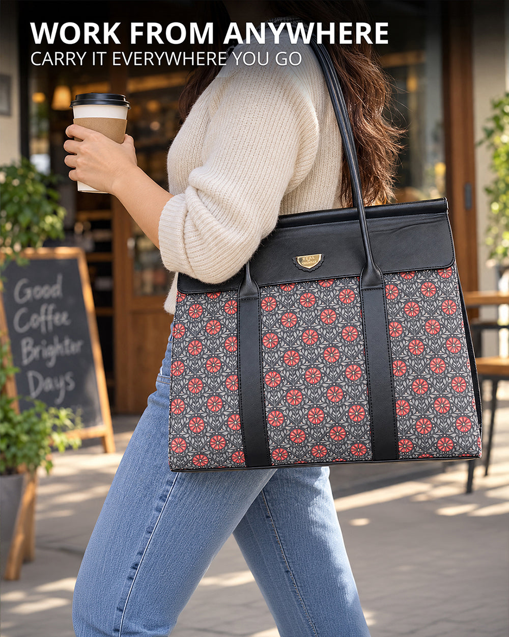 Teal by Chumbak Crimson Phool Jaal Flap Work Tote