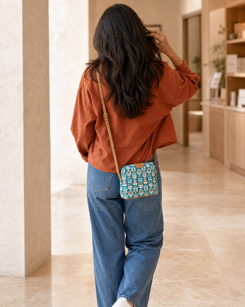Teal By Chumbak Flower Owl Sling Bag - Teal