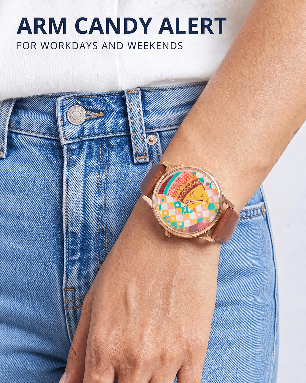 TEAL by Chumbak Aztec Cats Wrist Watch