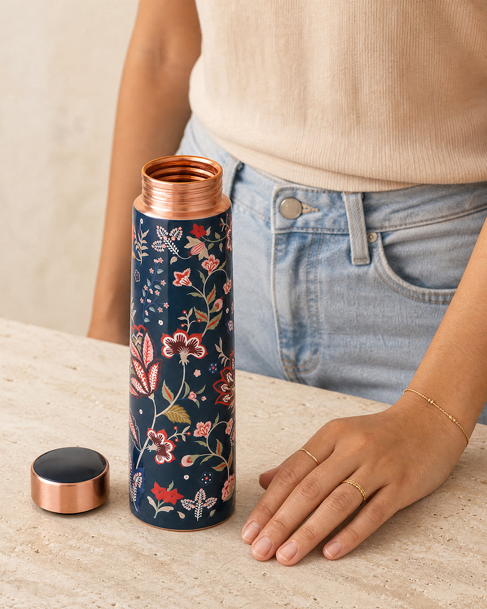 Vintage Rose Copper Bottle