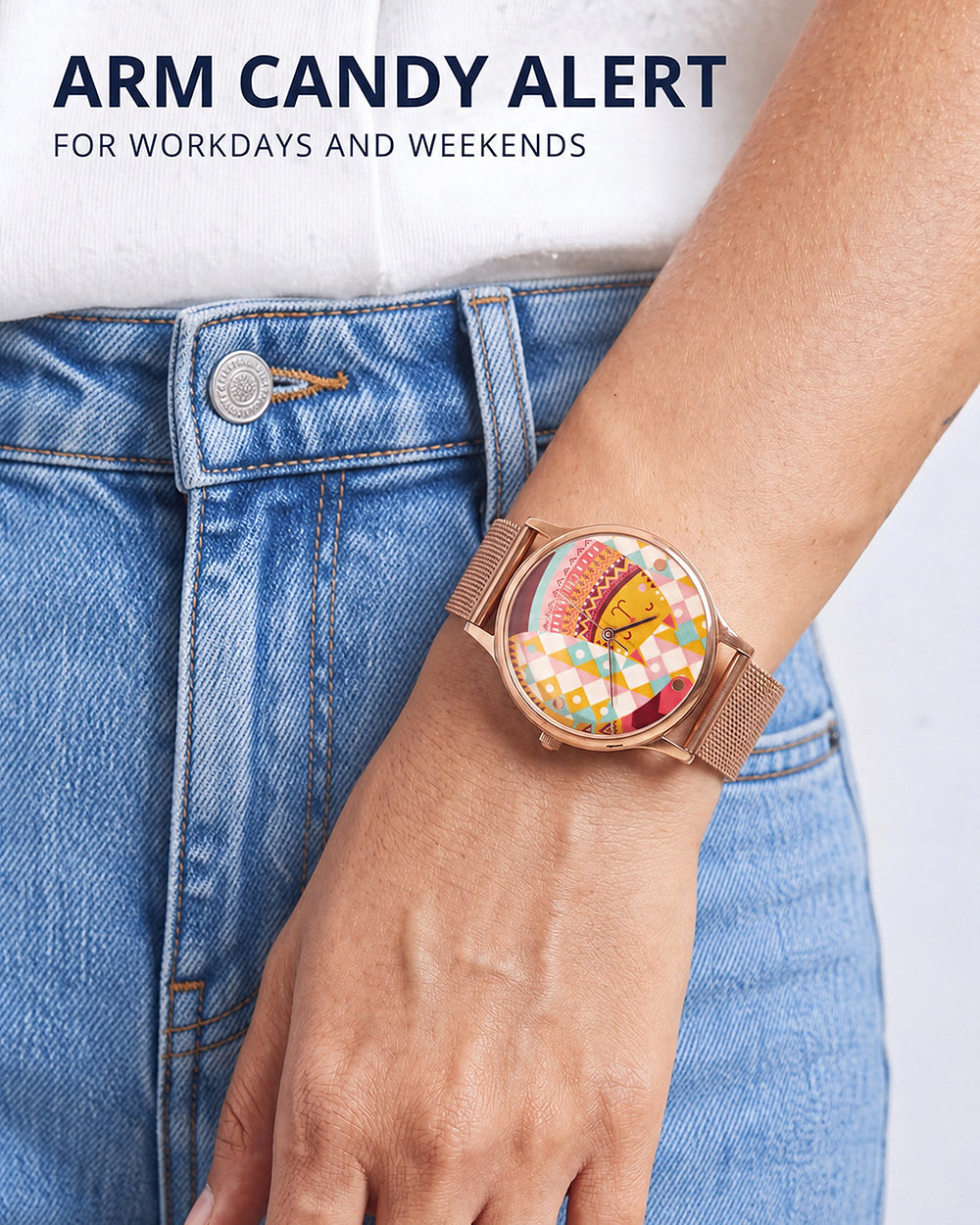 Teal by Chumbak Carnival Cat Watch,Stainless Steel Mesh Strap