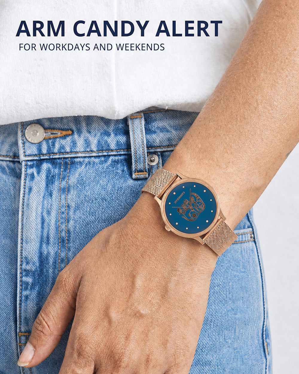 TEAL by Chumbak Carnival Elephant Watch,Metal Mesh Strap