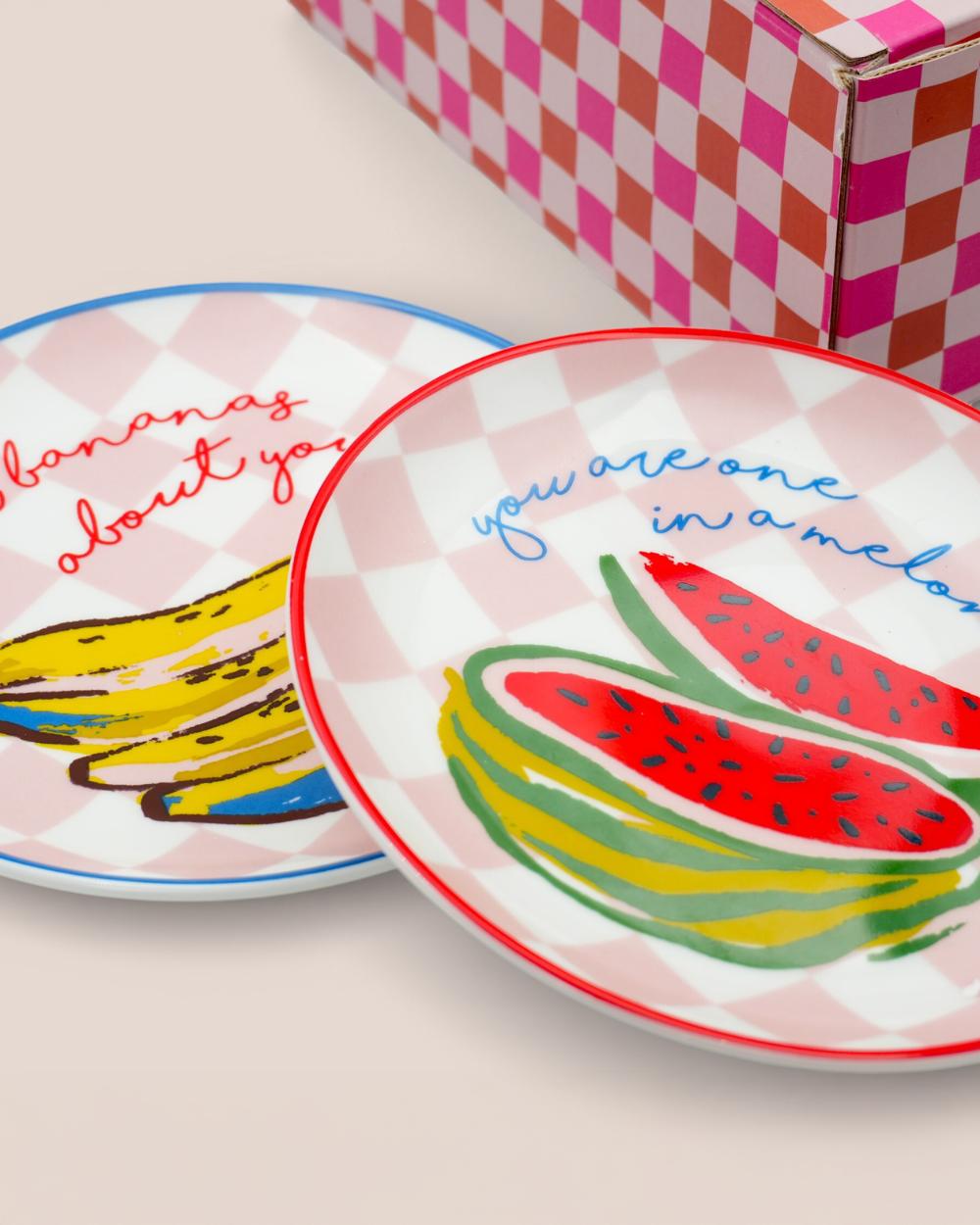 Chumbak Farmlife Snack Plates Gift Set of 4 | Comes in a Gift Box