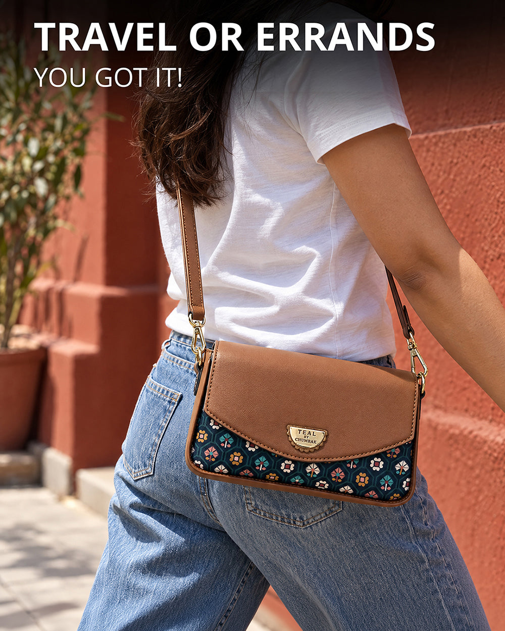 Teal by Chumbak Pixel Flower Shoulder Bag