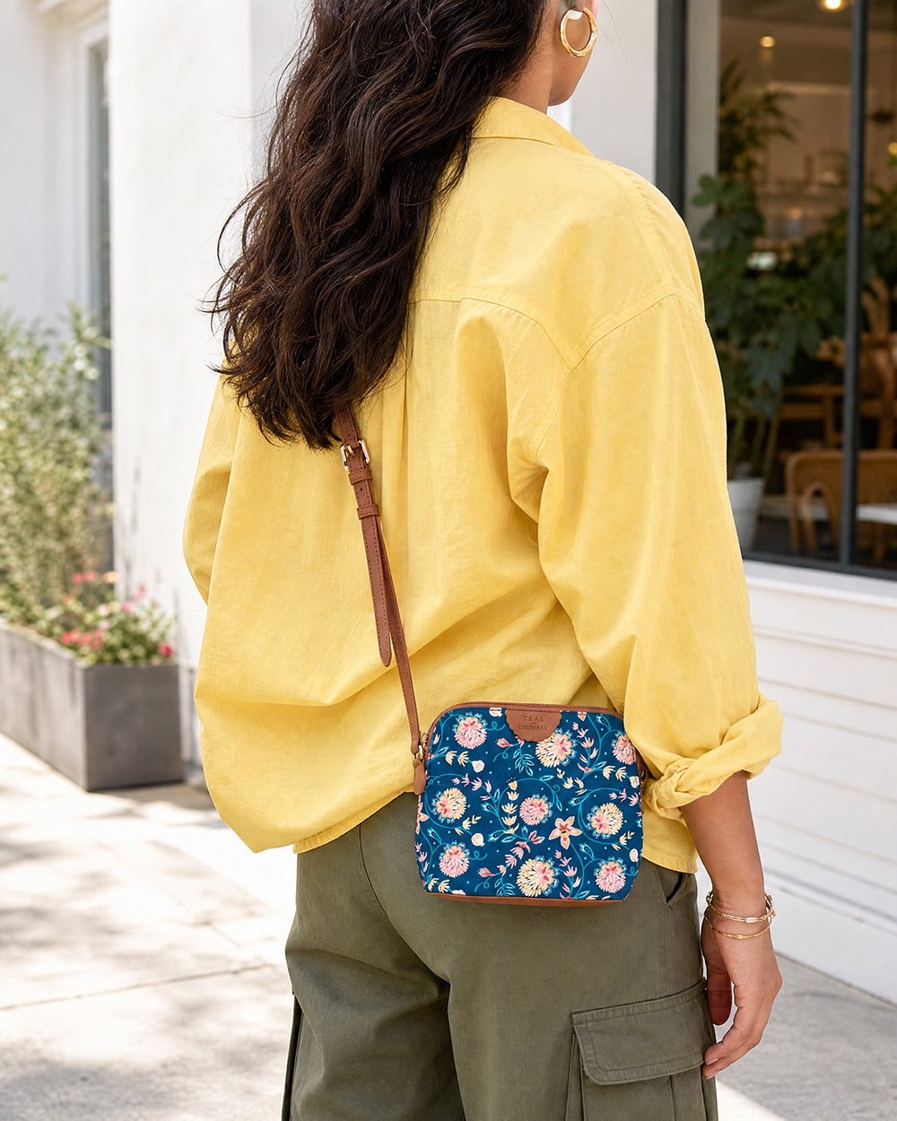 Teal by Chumbak Blue Bloom Sling Bag
