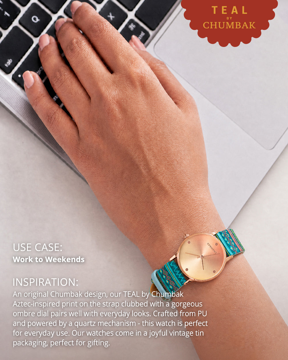 TEAL by Chumbak Ombre Aztec Watch Teal