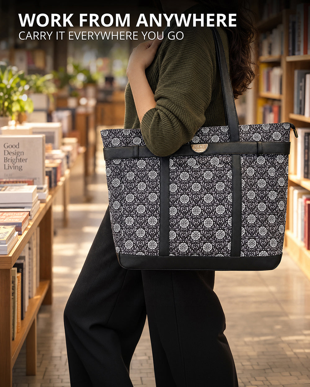 Teal by Chumbak Night Garden Laptop Tote