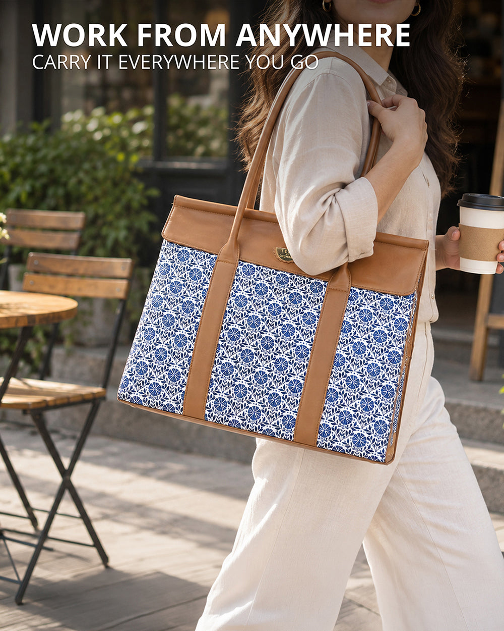 Teal by Chumbak Indigo Phool Jaal Flap Work Tote