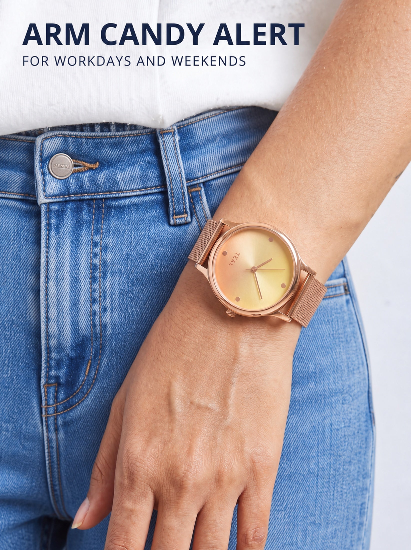 TEAL by Chumbak Sunset Ombre Watch, Metal Mesh Strap