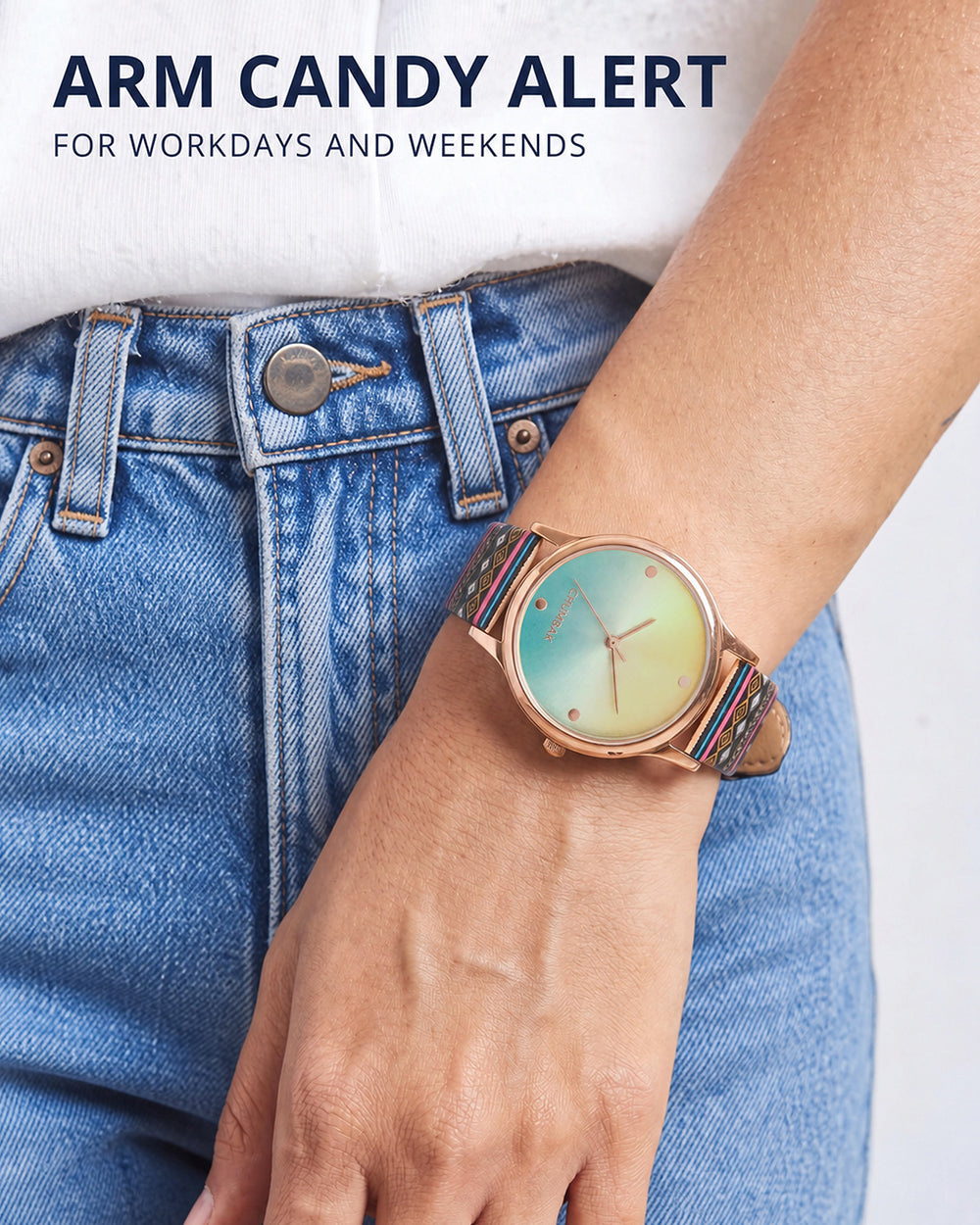 TEAL by Chumbak Ombre Aztec Watch-Black