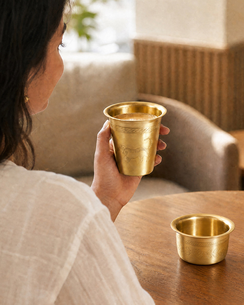 Filter Coffee Tumbler Dabara Brassware Gift Box | Set of 2