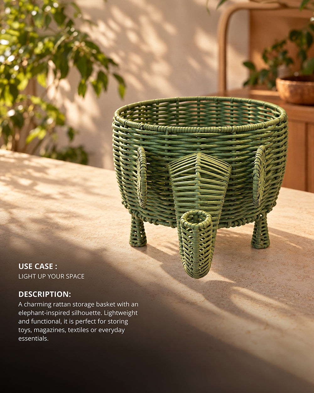 Tusker Tamasha Rattan Basket | Haveli Socials