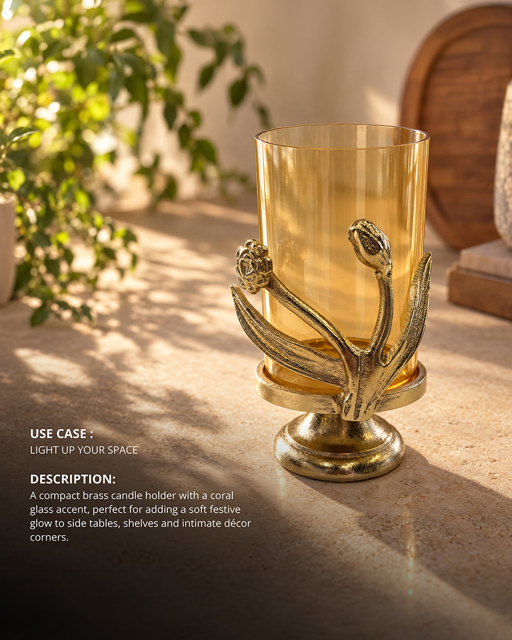 Genda Glow Brass Candle Holder - Small | Haveli Socials