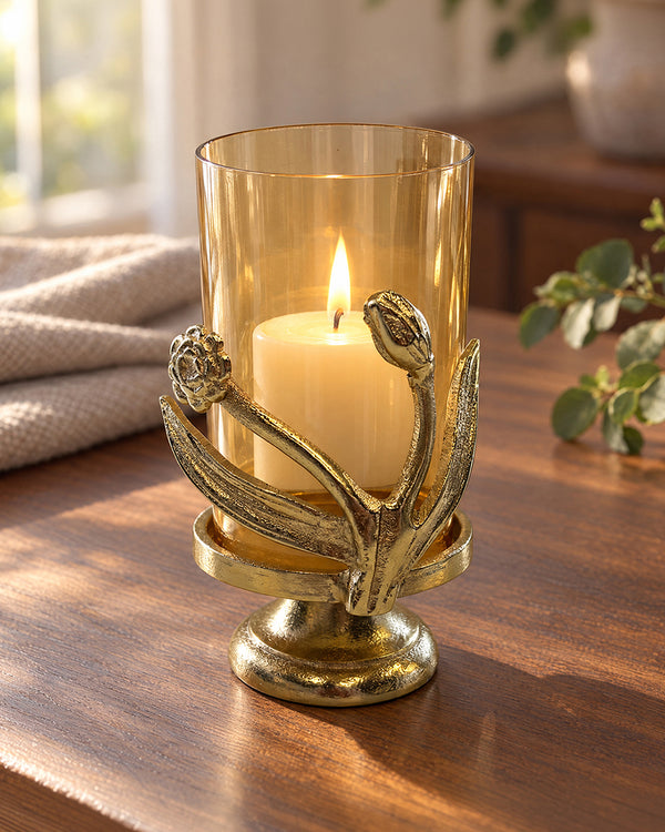 Genda Glow Brass Candle Holder - Small | Haveli Socials