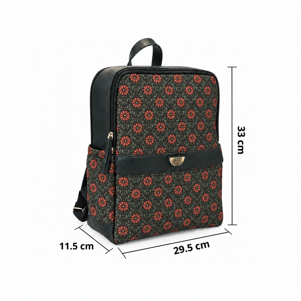 Teal by Chumbak Crimson Phool Double Zip Laptop Backpack