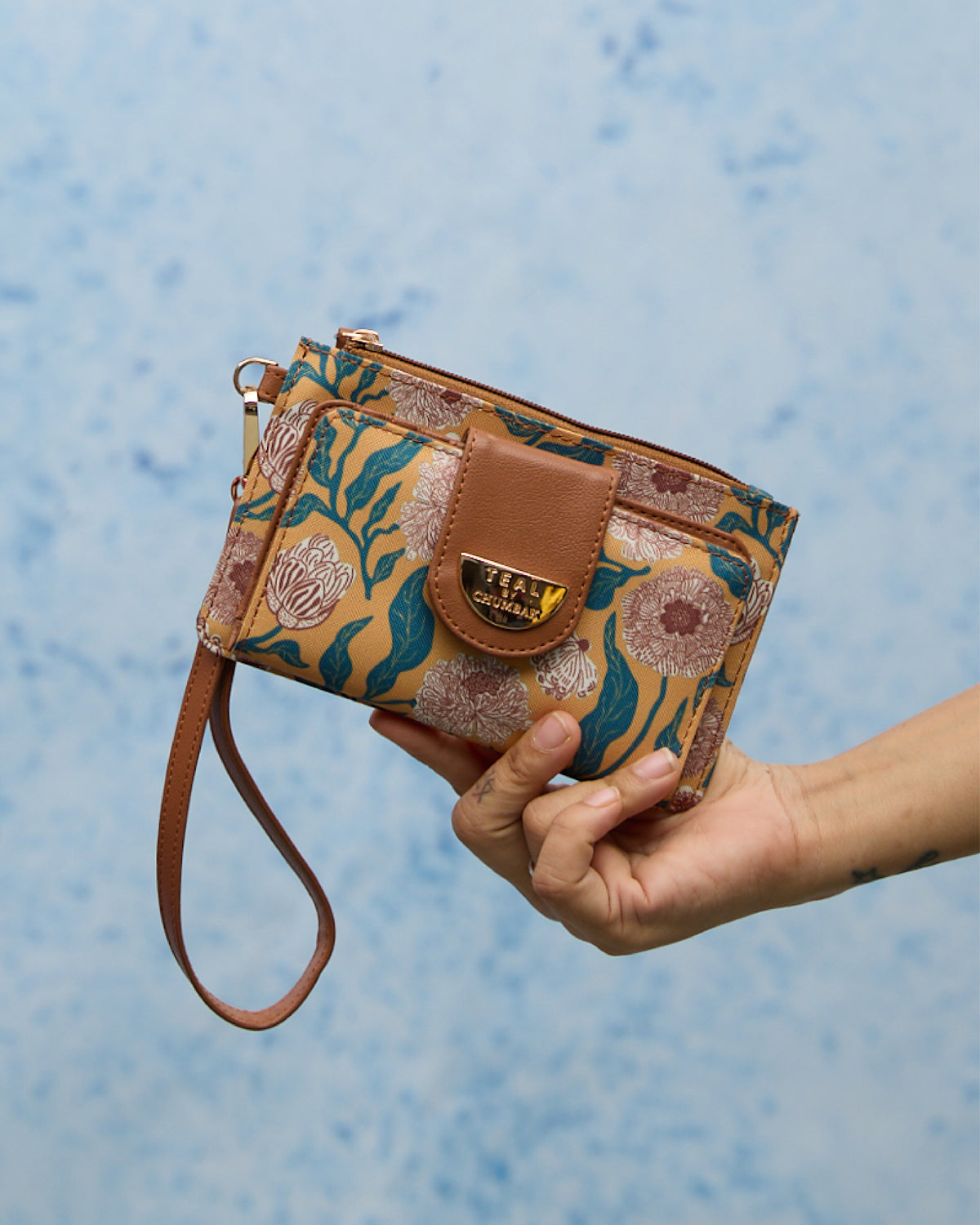 Teal by Chumbak White Marigold Wristlet Wallet