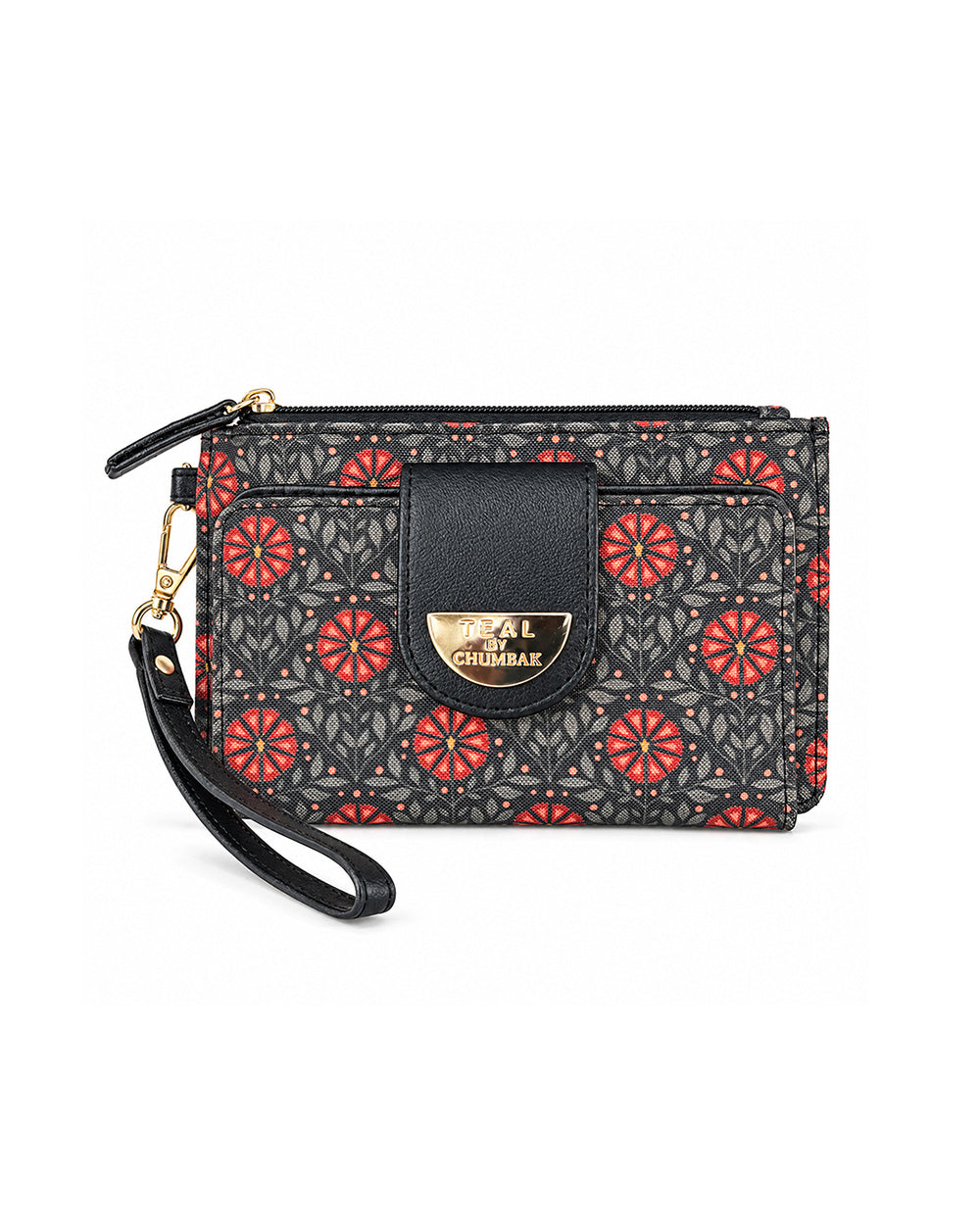 Teal by Chumbak Crimson Phool Jaal Wristlet Wallet