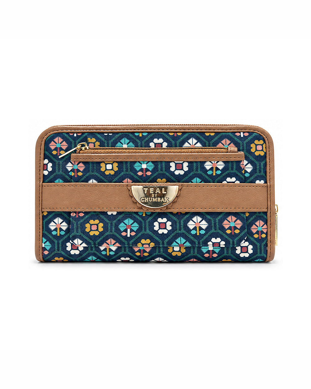 Teal by Chumbak Pixel Flower Long Wallet