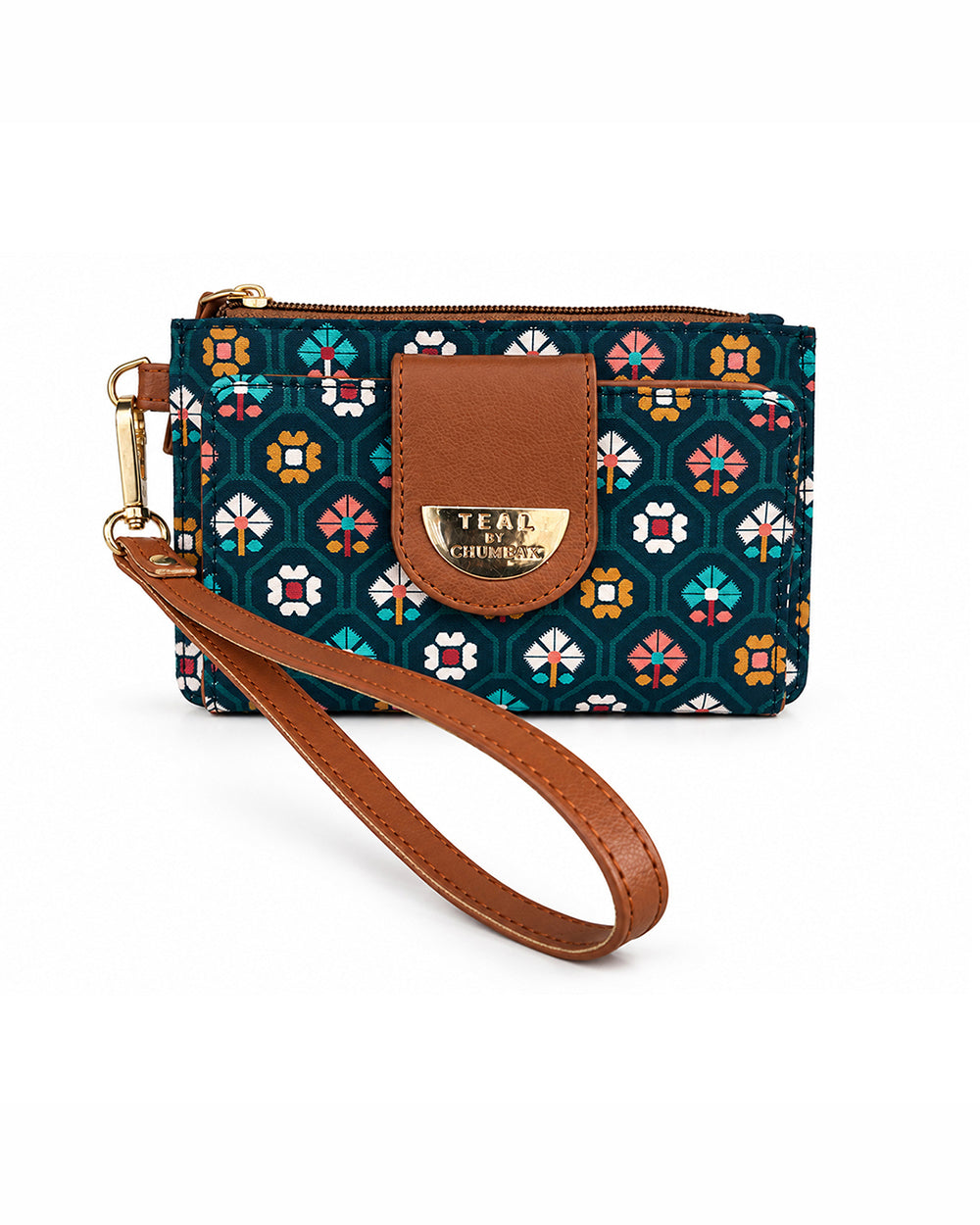 Teal by Chumbak Pixel Flower Wristlet