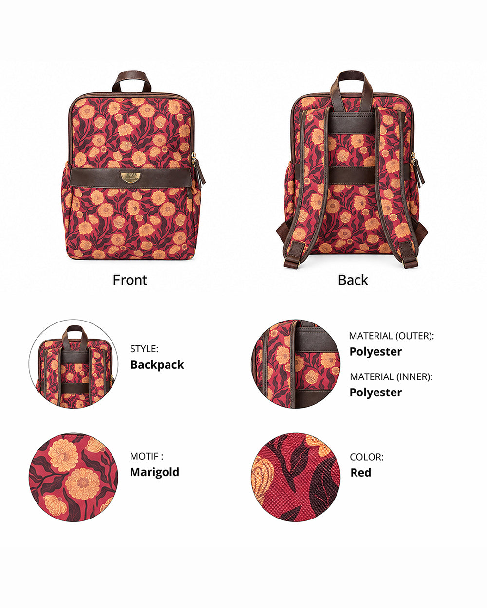 Teal by Chumbak Marigold Muse Double Zip Laptop Backpack