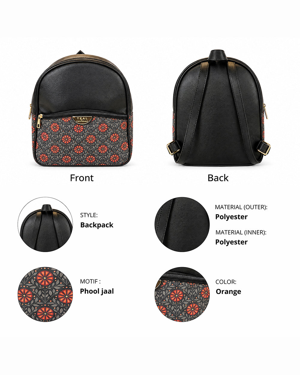 Teal by Chumbak Crimson Phool Mini Backpack