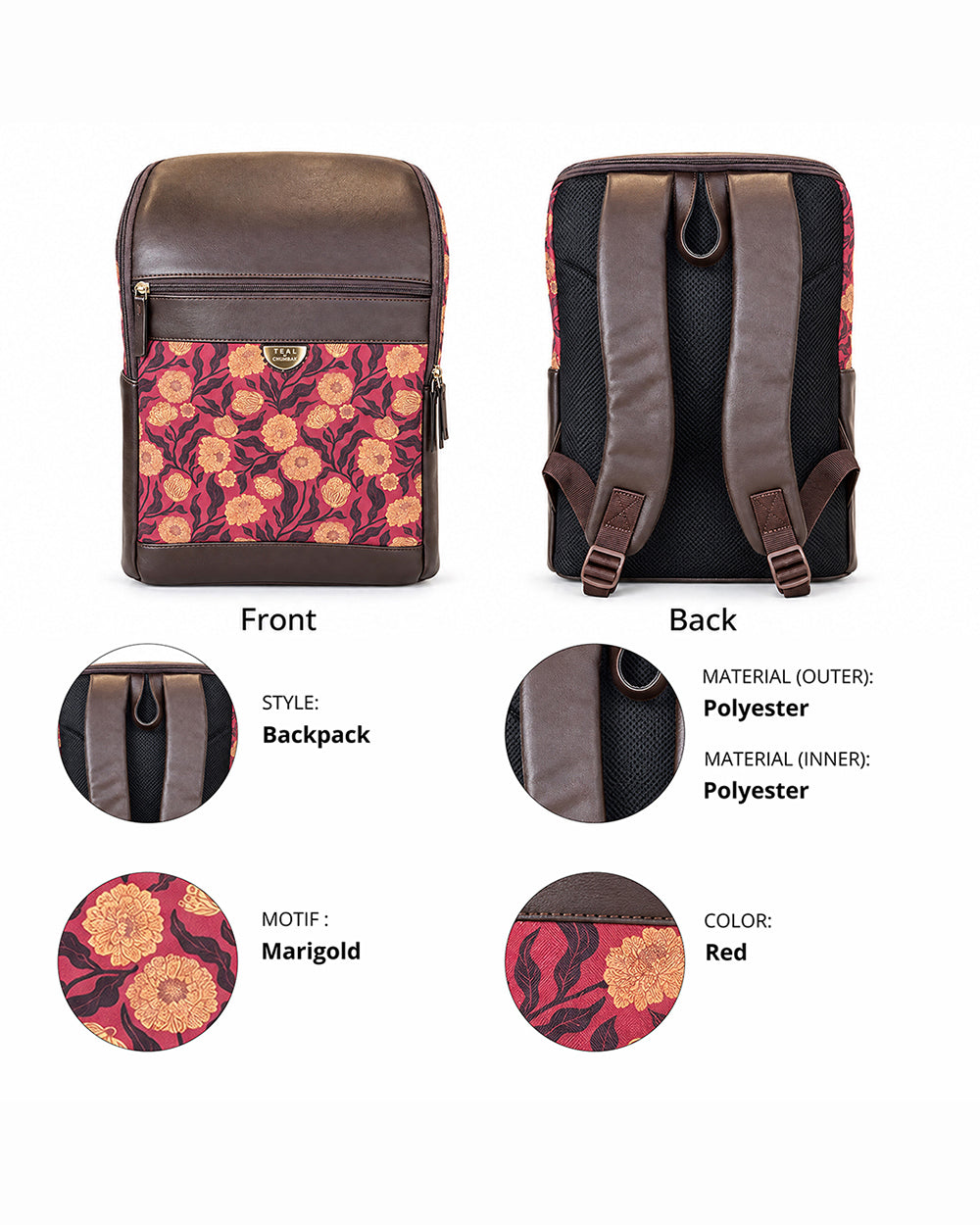 Teal by Chumbak Marigold Muse Laptop Backpack