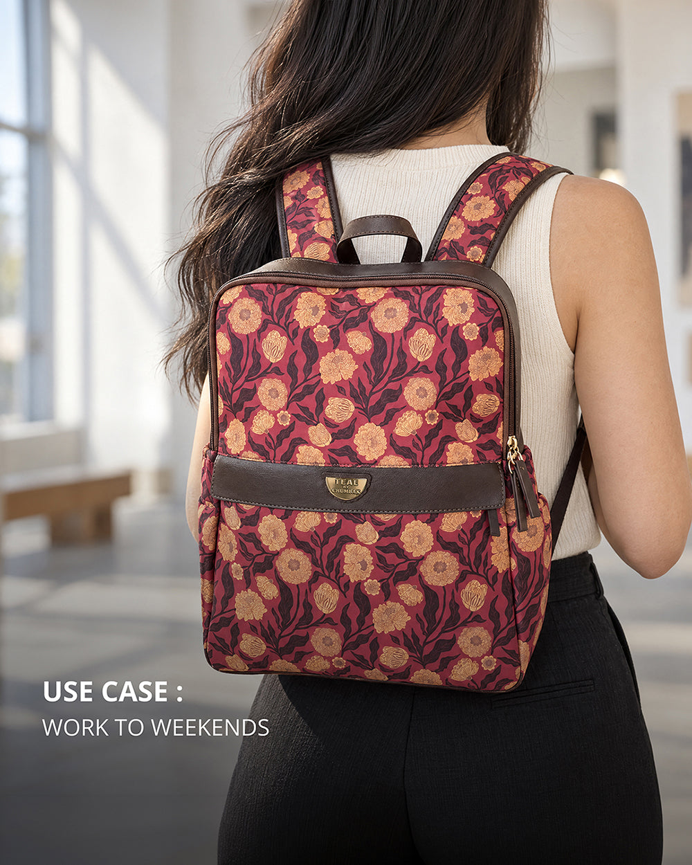 Teal by Chumbak Marigold Muse Double Zip Laptop Backpack