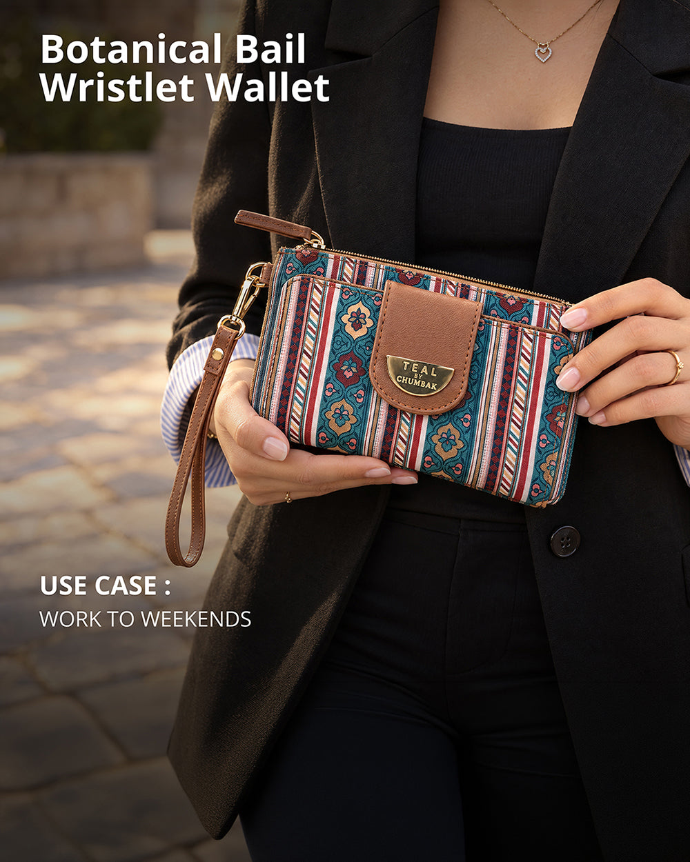 Teal by Chumbak Botanical Bail Wristlet Wallet