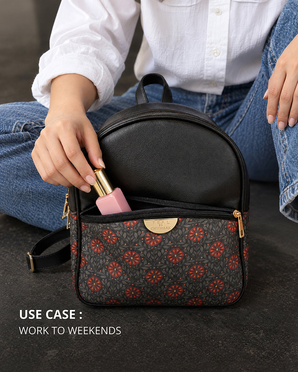 Teal by Chumbak Crimson Phool Mini Backpack
