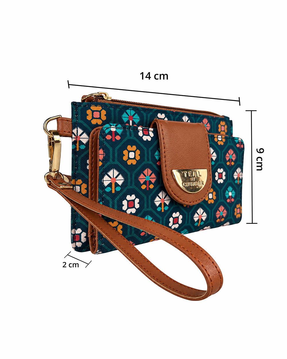 Teal by Chumbak Pixel Flower Wristlet