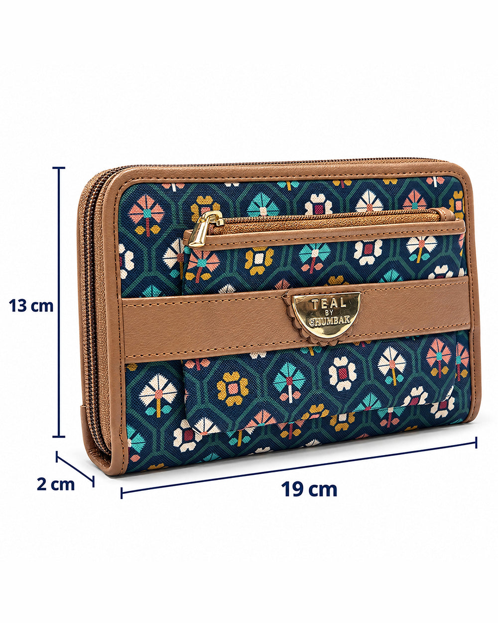 Teal by Chumbak Pixel Flower Long Wallet