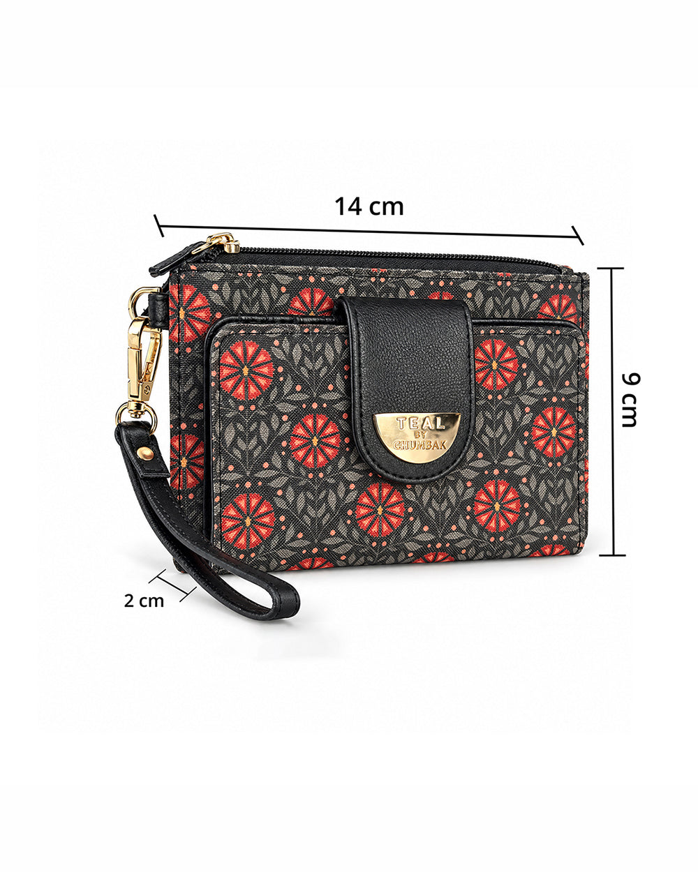 Teal by Chumbak Crimson Phool Jaal Wristlet Wallet