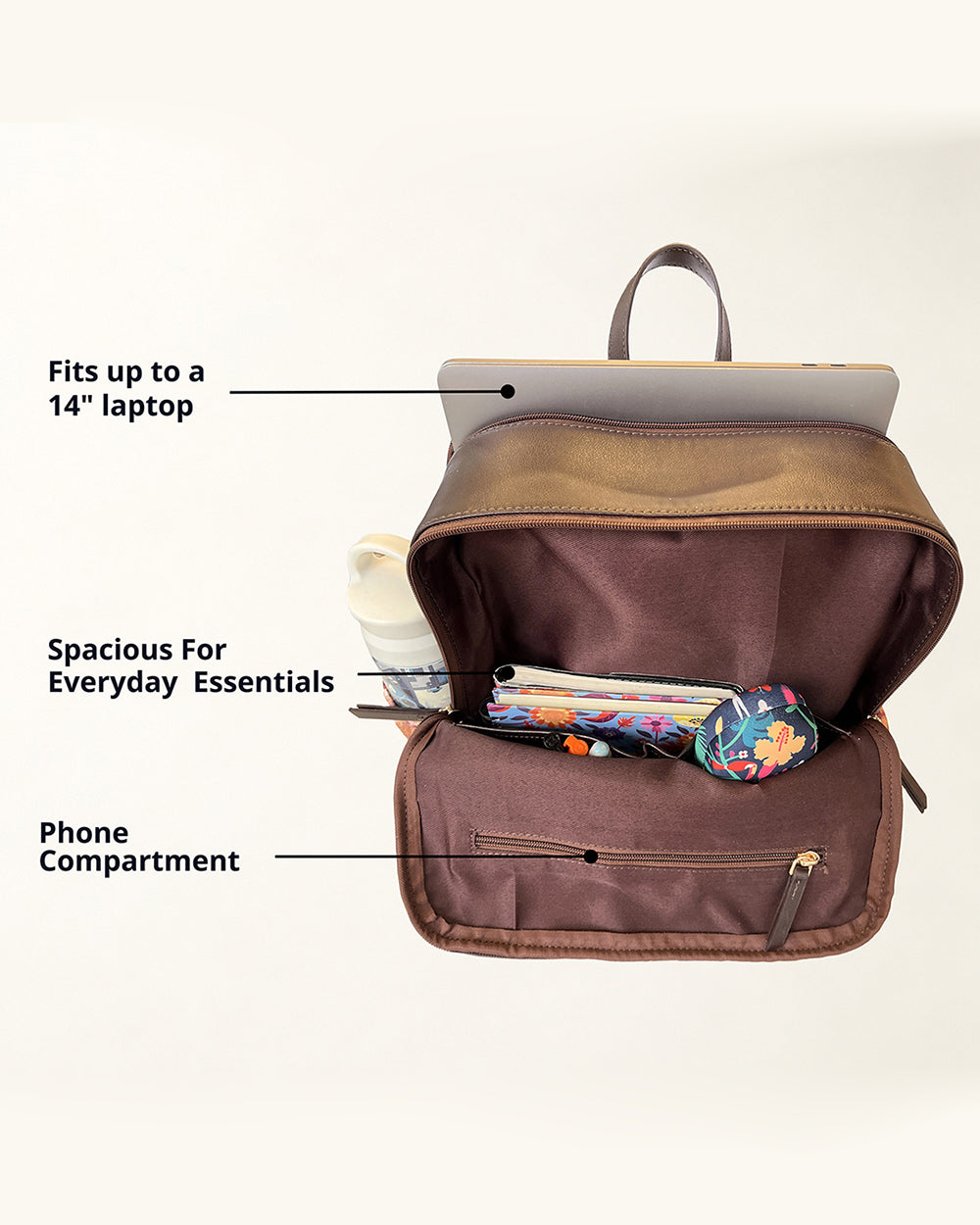 Teal by Chumbak Marigold Muse Double Zip Laptop Backpack