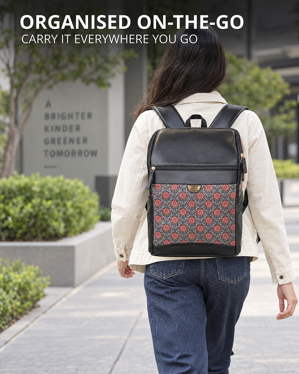 Teal by Chumbak Crimson Phool Laptop Backpack