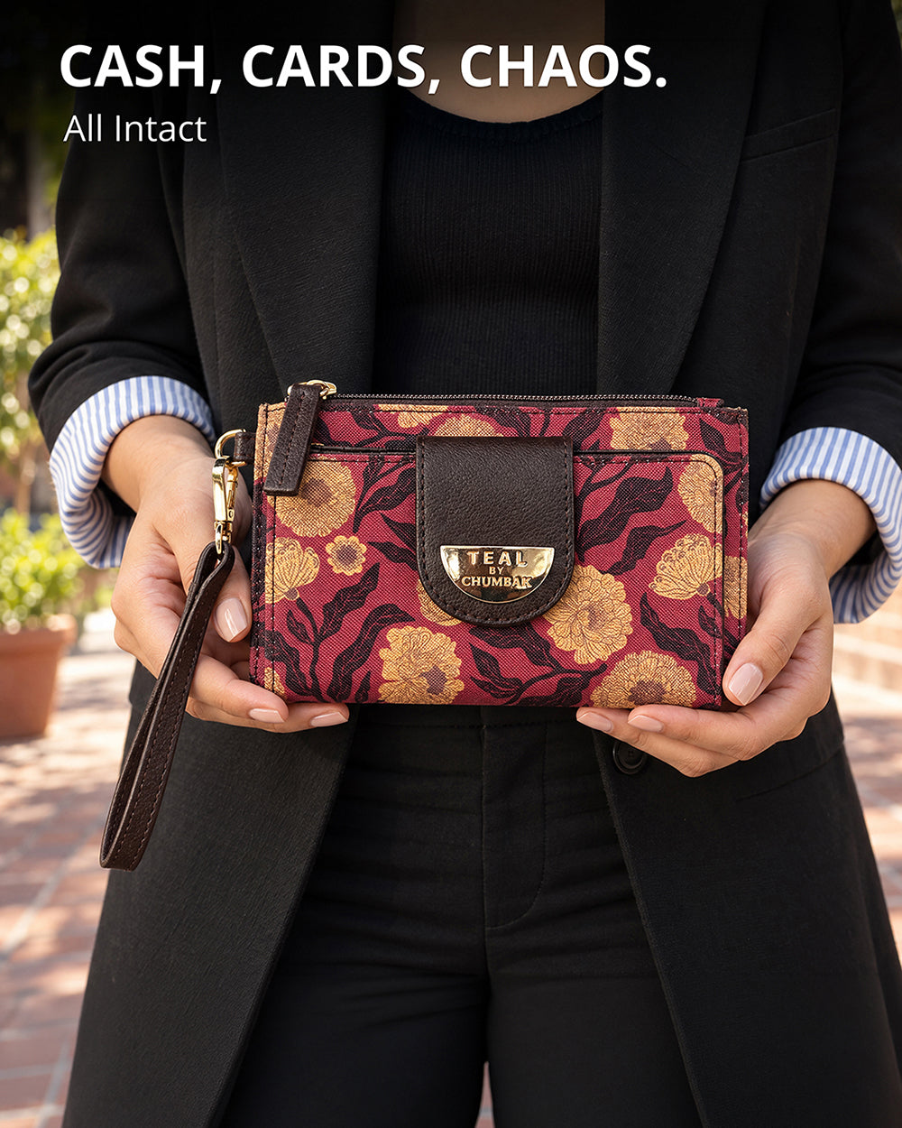 Teal by Chumbak Crimson Marigold Muse Wristlet Wallet