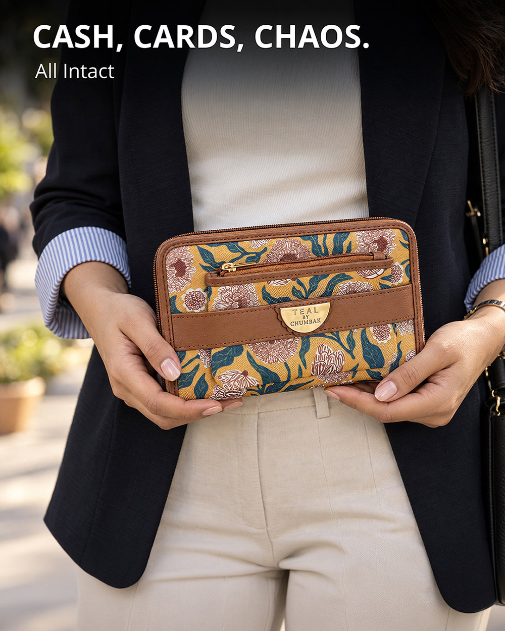 Teal by Chumbak Ivory Marigold Muse Long Wallet