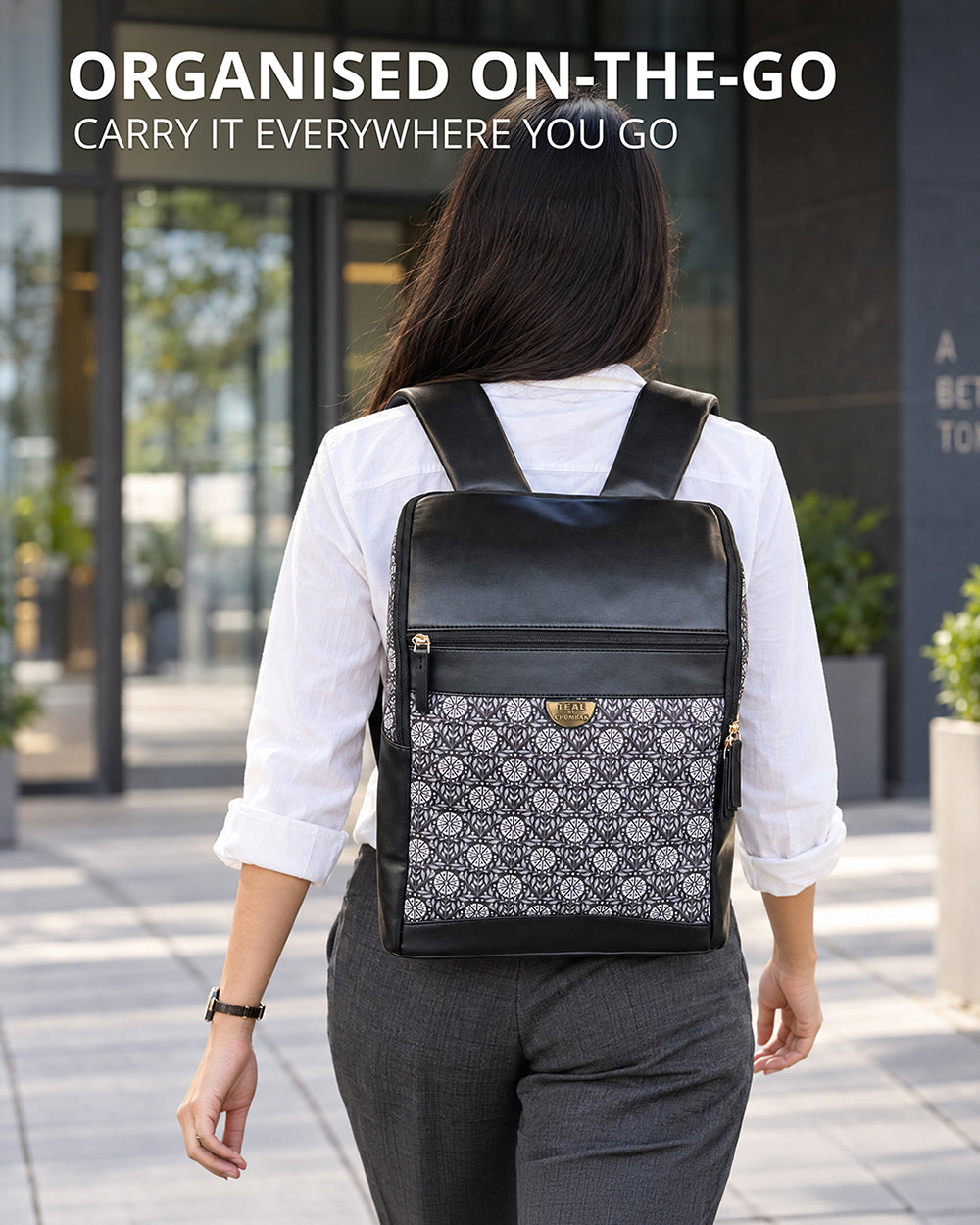 Teal by Chumbak Midnight Phool Laptop Backpack