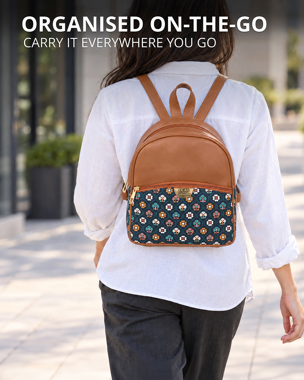 Teal by Chumbak Pixel Flower Mini Backpack