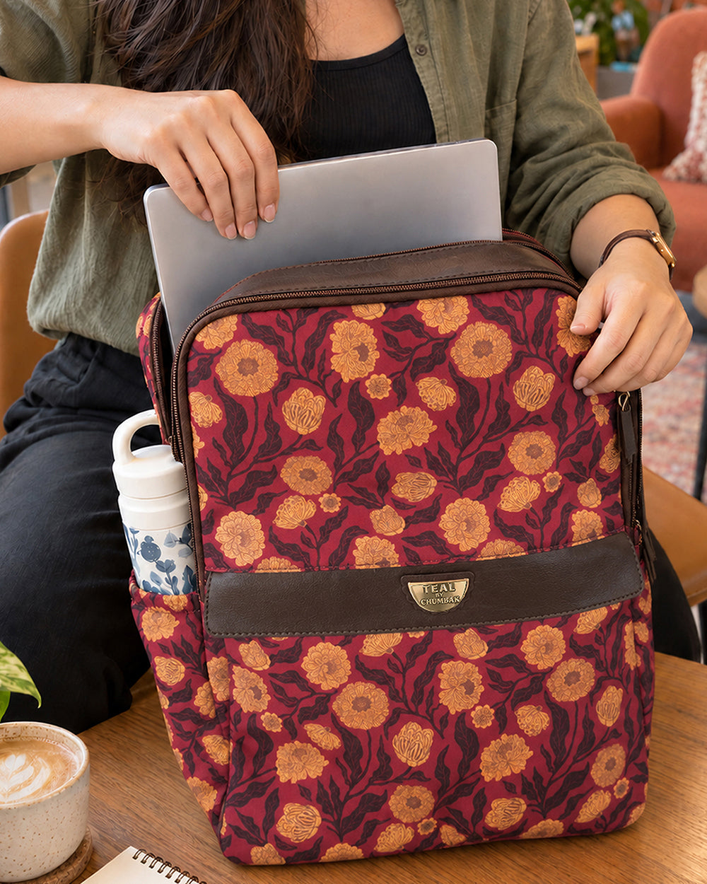 Teal by Chumbak Marigold Muse Double Zip Laptop Backpack