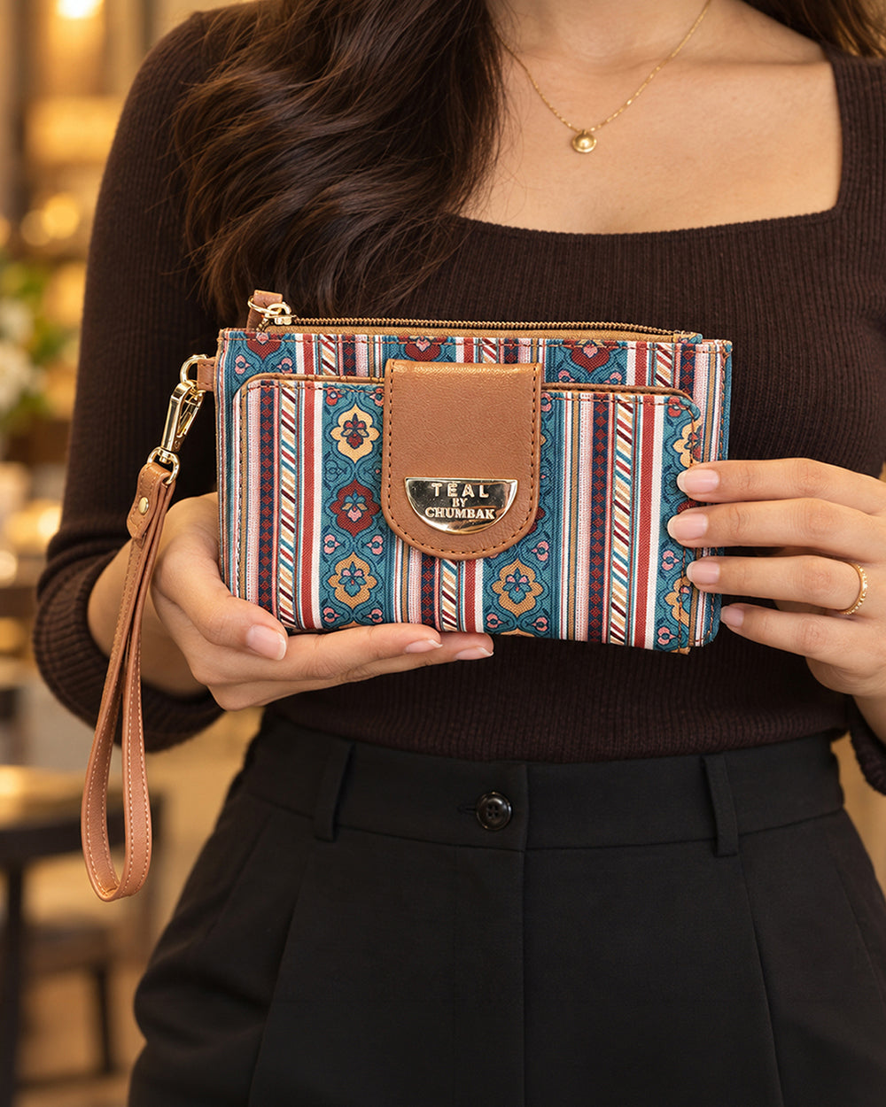 Teal by Chumbak Botanical Bail Wristlet Wallet