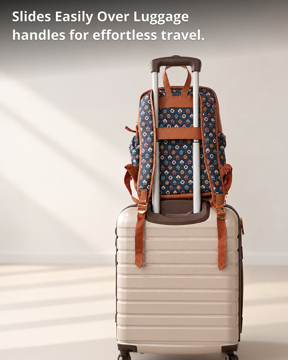 Teal by Chumbak Pixel Flower Double Zip Laptop Backpack